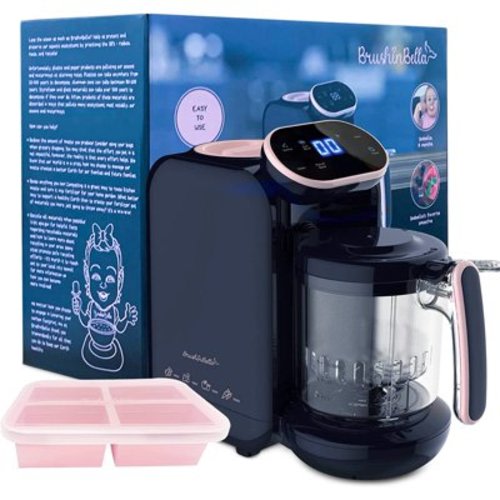 BrushinBella Baby Food Maker - Baby Food Processor with Soup Tray - 5-in-1 Baby Food Blender, Grinder Steamer, Baby Puree Maker Machine, Bottle Warmer - Touch Screen, Auto and Manual Blend