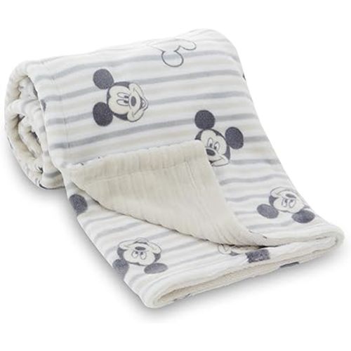 Disney Mickey and Minnie 2-Ply Infant Blanket - Soft Printed Mink Front, Textured Back - Cozy and Warm Baby Blanket for Boys and Girls, 30x40 Inches