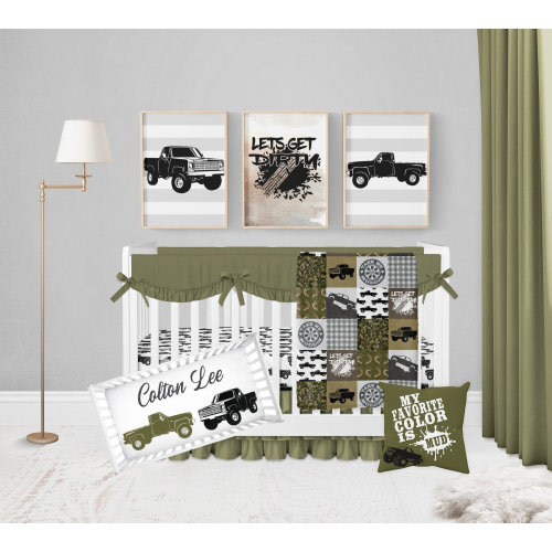 Country Crib Bedding, Baby Boy Crib Bedding Set, Country Baby Boy Blanket, Country Nursery Truck Crib Bedding, Truck Nursery, Deer Camo Crib