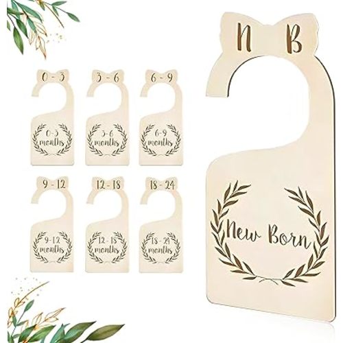 Solid Baby Closet Dividers for Boys and Girls Baby Dividers for Clothes Wooden Baby Closet Dividers Size Dividers (Leaf)