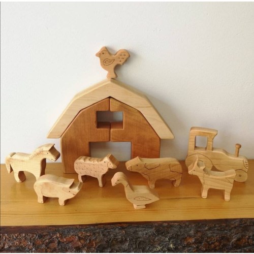 Wooden Farm Animals / Wooden Barn / Farm Animal Set / Wooden Toy Tractor / Small World Play / Christmas Toddler / Montessori Toy / Farm Toys