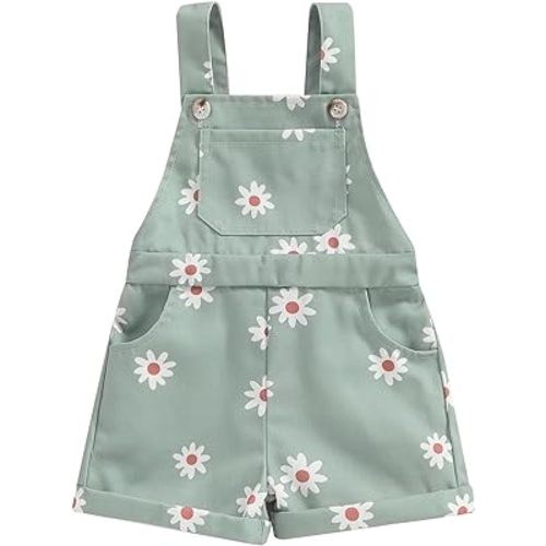 Adobabirl Toddler Baby Girl Overalls Daisy Floral Print Romper Suspender Shorts Jumpsuit Cute Summer Outfits Clothes