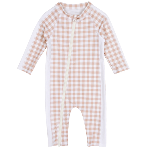Sunsuit - Long Sleeve Romper Swimsuit | "Pink Gingham"