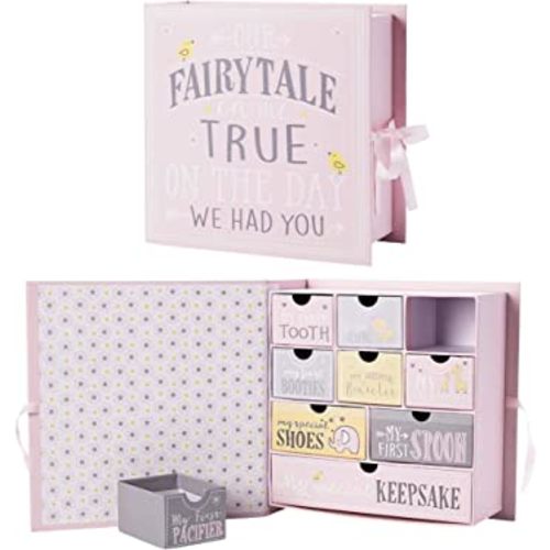 VOTUM Baby Keepsake Box for Treasured Memories, Fairytale - Lightweight, Handcrafted Baby Boxes with 9 Labeled Compartments for First Memories - Gender Neutral Baby Shower Gifts for Girls, Boys