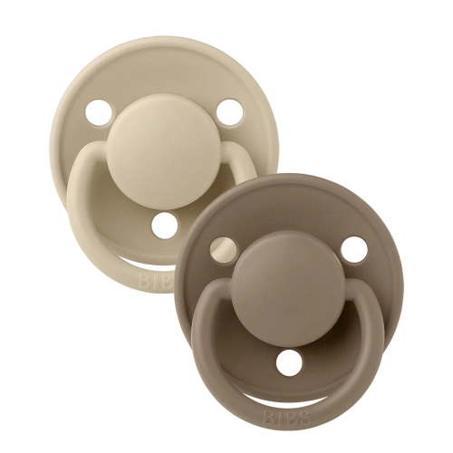 BIBS De Lux Silicone Pacifier Onesize, Vanilla/Dark Oak, 2 Count
