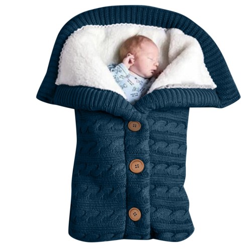 JDEFEG Baby Blankets for Boys Organic Unisex Swaddle Blankets Soft Thick Knit Baby Girls Boys Stroller Wraps Baby Accessory Boy Girl Blanket Cotton Dark Blue One Size