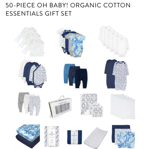 50-Piece OH BABY! Organic Cotton Essentials Gift Set | Honest Baby Clothing