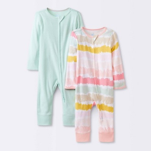 Cloud Island - Baby Girls Zip Romper (2 Pack) - Pink