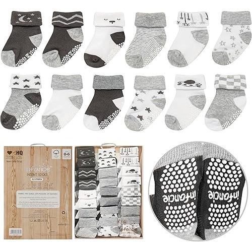 Baby Socks 12 Pairs, Toddler Socks, Newborn Socks, Baby Socks 0-6 Months Boys, Safe Walking Non-Slip Sole, Infant Socks, Baby Girl Socks, Baby Boy Socks.