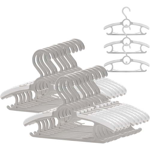 20 Pack Extendable Baby Hangers, 11"-14.5" Adjustable Plastic Closet Infant Hangers for Nursery, Stackable & Space-Saving Pant Hanger for Newborn Girl Boy Toddler Kids Child Gray