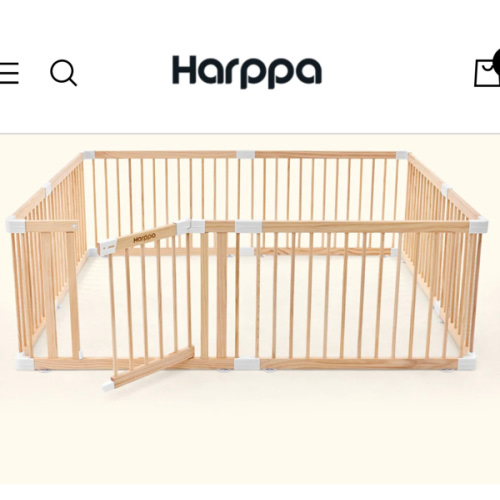 HARPPA Wooden Baby Gate Playpen | Adjustable Play Yard for Infants & Toddlers – Natural Finish Baby