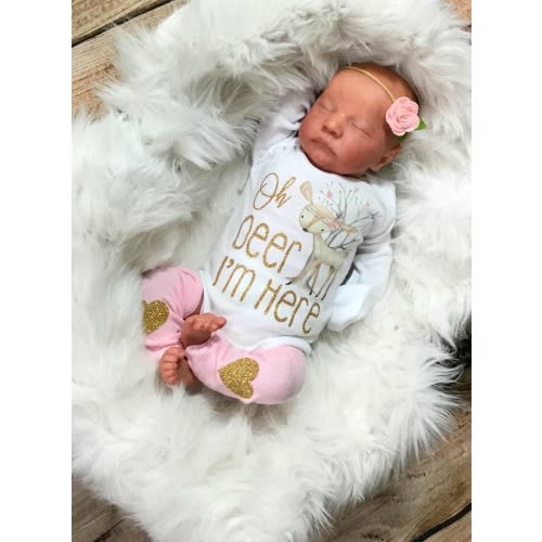Baby Girl Clothes Boho, Newborn Girl Coming Home Outfit, Newborn Girl Gift, Take Home Outfit Girl, Boho Newborn Outfit Oh Deer I'm Here
