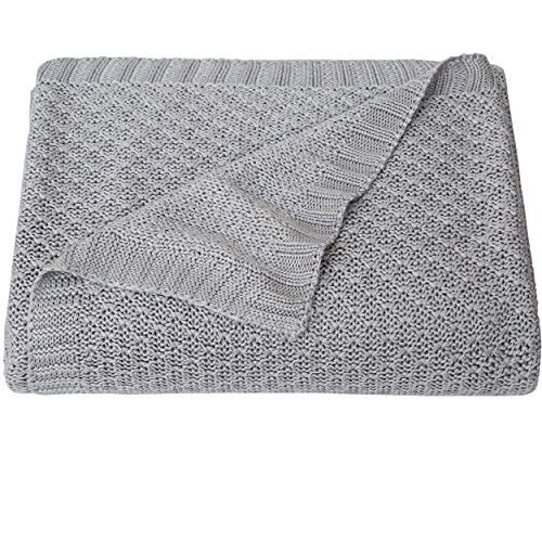 NTBAY Cooling Baby Blanket - Cable Knit Toddler Blanket - Rayon Derived from Bamboo, Soft and Breathable 30x40 Inches, Sliver Grey