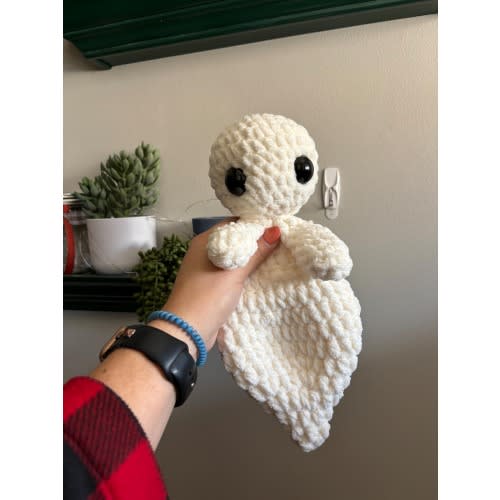 Ghost snuggler, whimsigoth nursery decor, spooky themed, gothic, halloween gifts, boo basket, comfort toy, baby shower gifts, minimalist