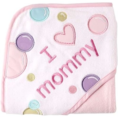 Luvable Friends Unisex Baby Hooded Towel, Pink Mom, One Size