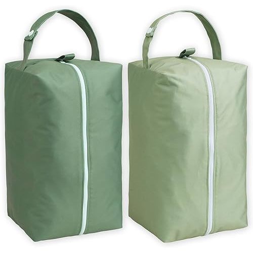 Nora's Nursery Reusable Wet Dry Bag for Cloth Diapers, Washable Pod with Large Zipper Opening, 2-Pack Waterproof Diaper Pods with Detachable Snap, Wet Bags for Cloth Diapers
