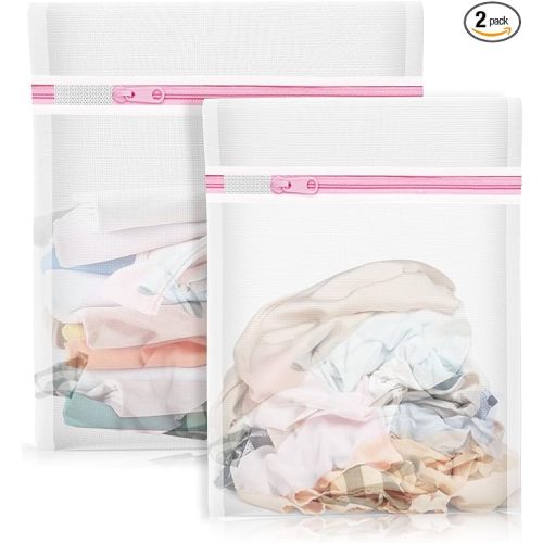 2PCS X-Large Heavy-Duty Mesh Laundry Bag: Ideal for Bulky Items - Wash & Store Down Jackets, Sheets, Sweaters | Multi-Purpose Lingerie Washing Bag for Delicates & Travel Storage,24X24’+20X24’