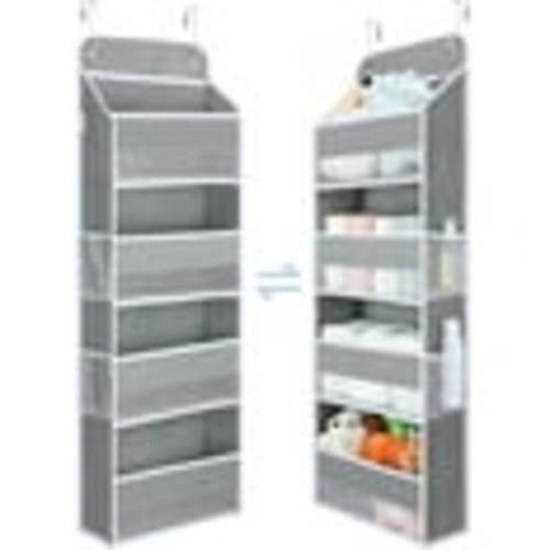 Yecaye Over the Door Organizer, 1 Pack 4-Tier Hanging Storage Nursery Shelves Baby Organizers, Gray