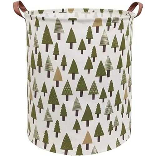 Sanjiaofen Large Storage Bins,Canvas Fabric Laundry Basket Collapsible Storage Baskets for Home,Office,Toy Organizer,Home Decor (Tree)