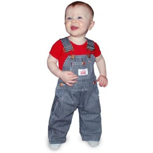 Kids Brown and White Stripe Striped Overalls 21" High Waist 2-3 Years Unisex