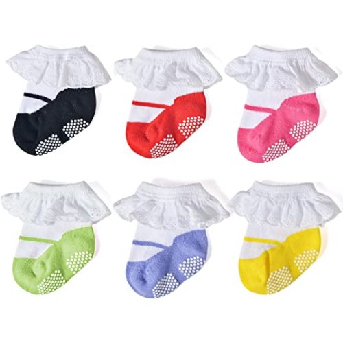 EPEIUS Unisex Baby Girls Boys Non-Slip Socks (Set of 6)