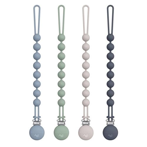 Cuddle Campus Silicone Pacifier Clip Holder with One Piece Design, Pack of 4 Soft Flexible Binky Clips with Texture for Baby Boy and Girl