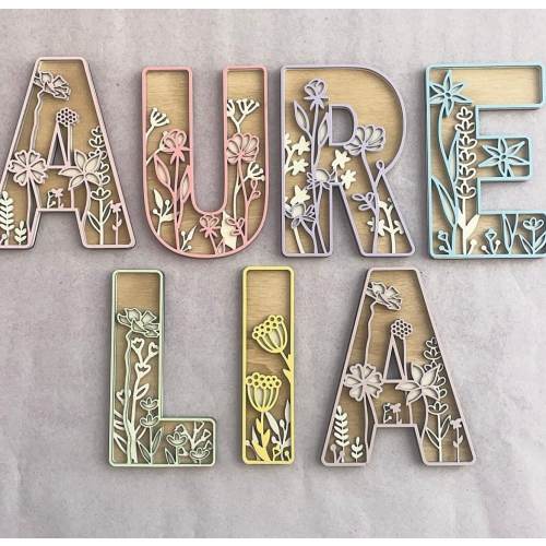 Floral Name Sign | Wooden Name Sign | Wildflower Letter Sign | crib decor | Girls Room Sign | Wooden Name Sign | Childrens Room Sign