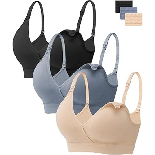 HBselect Nursing Bras for Breastfeeding, Seamless V Neck Maternity Bra Wireless Women Pregnancy Postpartum Bra Sleep Bralette