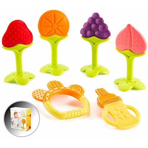 Baby Teething Toys for Newborn Infants (6-Pack) Freezer Safe Infant and Toddler Silicone Teethers Soothe Babies Gums, Perfect Baby Shower Gift