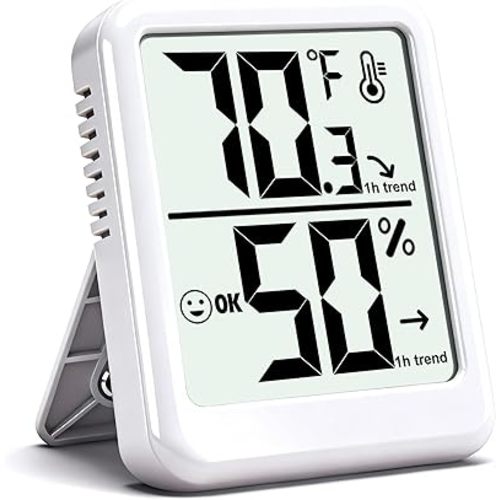 Room Thermometer Indoor Hygrometer Humidity Meter Gauge Digital Temperature and Humidity Sensor Monitor for Home Office House Pets Plants - AAA Battery Included