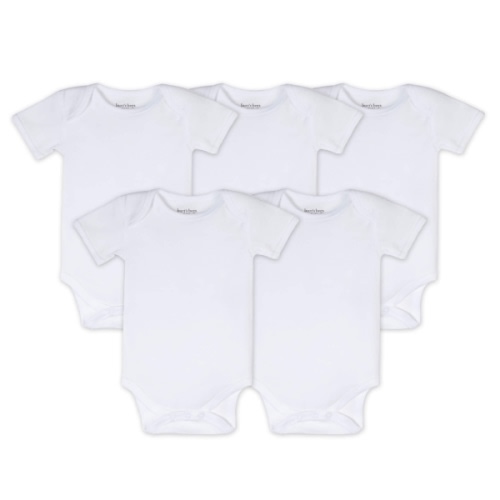 Bee Essentials Organic Short Sleeve Baby Bodysuit 5 Pack - 0-3 Months