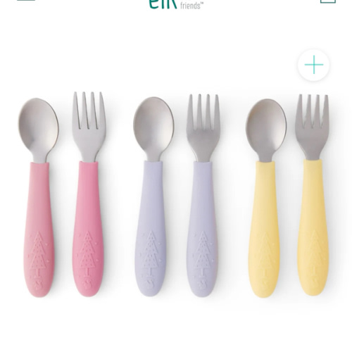 Babies/Toddler Stainless Steel Spoons + Forks with Silicone Handle