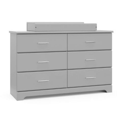 Storkcraft Brookside 6-drawer Dresser With Changing Topper And Changing Pad - Pebble Gray