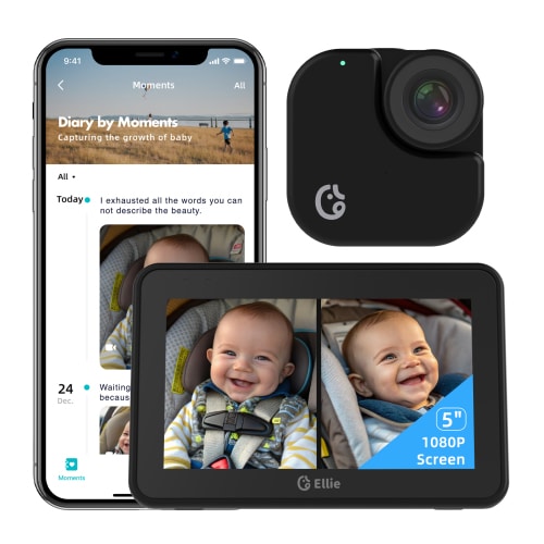 Ellie Baby Car Monitor, 5-Inch 1080P LCD Monitor, Baby Car Monitor Camera