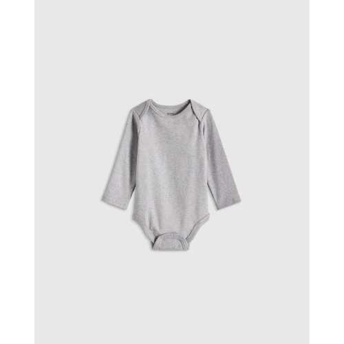 100% Organic Cotton Long Sleeve Bodysuit - Baby in Heather Grey