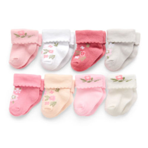 Mini Organics BY NEW YORK Baby Girls 8 Pair Crew Socks