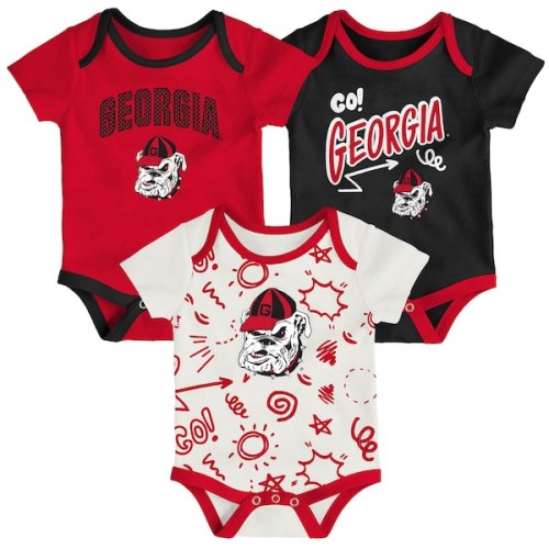 Georgia Bulldogs Outerstuff Newborn & Infant Three-Pack All Day Play Bodysuit Set