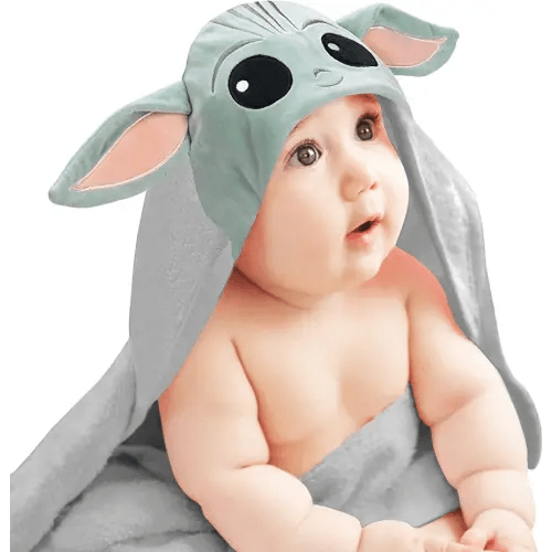 Lambs & Ivy Star Wars The Child/Baby Yoda/Grogu Gray Hooded Baby Bath Towel