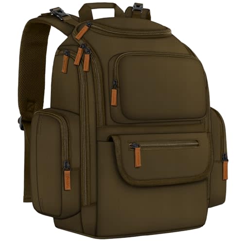 Mancro Diaper Bag Backpack, Large Multifunction Baby Backpack for Travel with Stroller Strap and 2 Insulated Pockets, Diaper Baby Bag for Mom, Dark Green