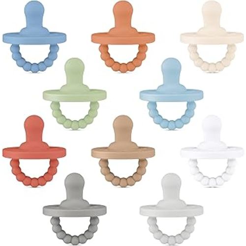 Ryan & Rose Cutie PAT Pacifier Teether 10 Pack Assorted Colors (Canyon (Boy), Flat)