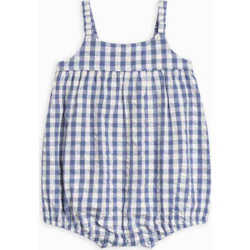 Caspia Seersucker Bubble Romper Gingham - Colored Organics | Maisonette