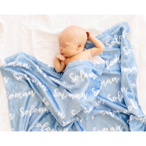Plush Minky Personalized Baby Name Blanket - 30" x 40"
