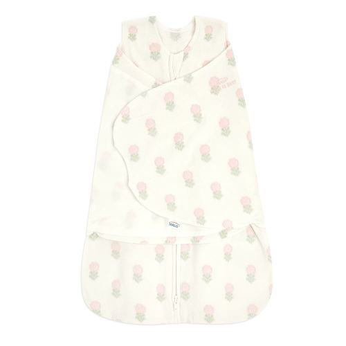 HALO Micro-Fleece Sleepsack Swaddle, 3-Way Adjustable Wearable Blanket, TOG 3.0, Block Flower, Newborn, 0-3 Months