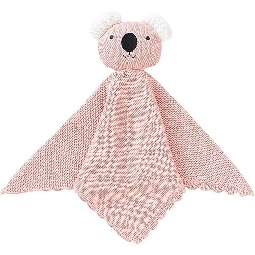 LAWKUL Baby Security Blankets Koala Newborn Babe Lovey Snuggly Adorable Safe Cotton Baby Blankie for Infants Boy Girl Pink
