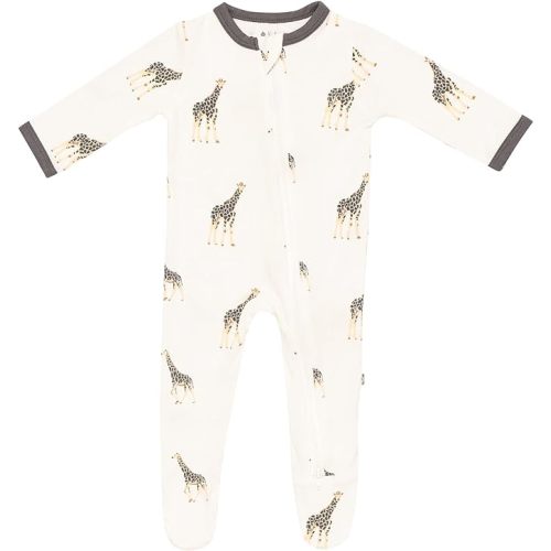 KYTE BABY Unisex Zipper Closure Footies, Rayon Made From Bamboo, 0-24 Months - 3-6 Months - Giraffe