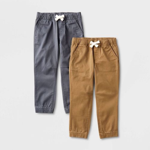 Toddler Boys' 2pk Woven Pull-On Jogger Pants - Cat & Jack™, Color: Brown/Gray, Size: 12M