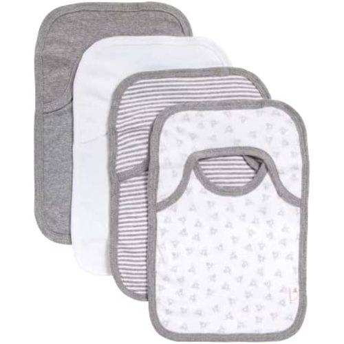 Burt's Bees Baby Infant Pull On Bibs, 100% Organic Cotton Lap Shoulder Style Drool Cloths, Newborn Essentials