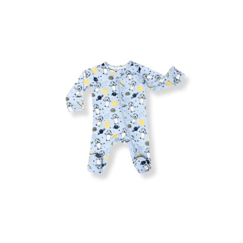 Organic Cotton Zip Footie in Space Bears, 3-6M