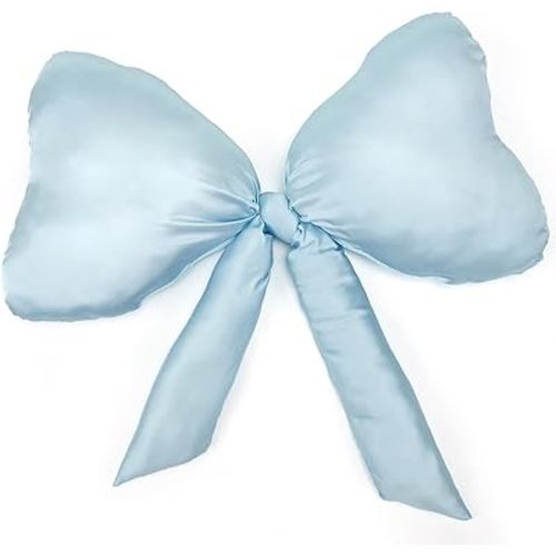 1pack Big Bow Throw Pillow 27 x 24 Inches Satin Bow Pillow Aesthetic Bow Shaped Pillow Coquette Pillow Cushion for Sofa Office Lumbar Decorative Aesthetic Home Decor (Blue)