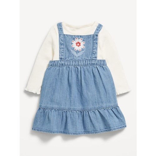 Long-Sleeve Ribbed T-Shirt and Chambray Dress Set for Baby | Old Navy